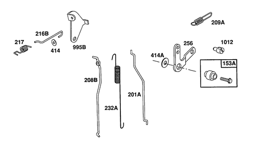Mech. Govenor Carb Links,levers Diagram and Parts List for 80232-2937-01  Briggs and Stratton Engine